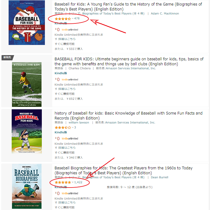 評価数が多くて★が多い本のサンプル。