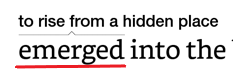 本文中の英単語「emerge」に注釈が表示されている。