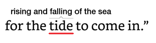 本文中の英単語「tide」に注釈が表示されている。